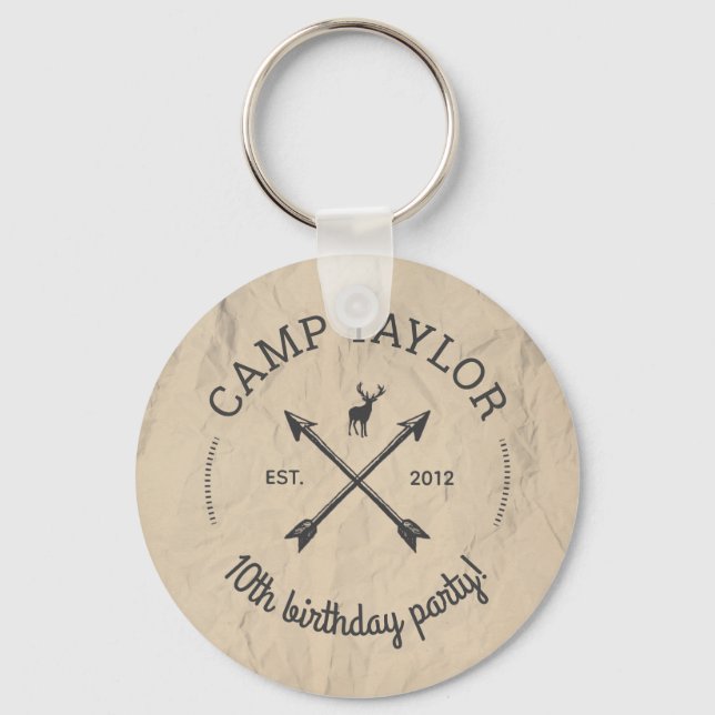 Porte-clés Nom du camp Logo fête d'anniversaire (Recto)