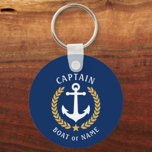 Porte-clés Nom du capitaine Ancre Gold Laurel Photo Retour Ma