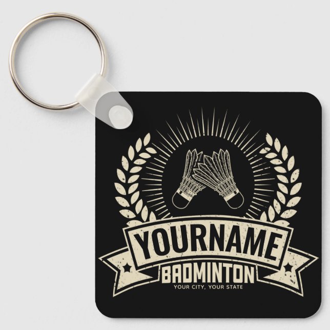 Porte-clés Nom du joueur de badminton personnalisé Racquet Sp (Recto)