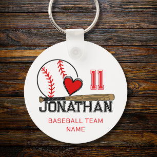 Porte-clés Nom du joueur de baseball et nom de l'équipe perso