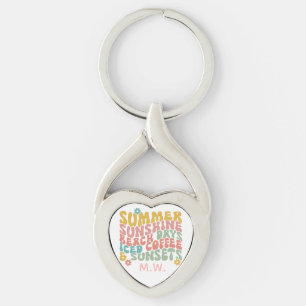 Porte-clés Nom du monogramme rose d'été Super