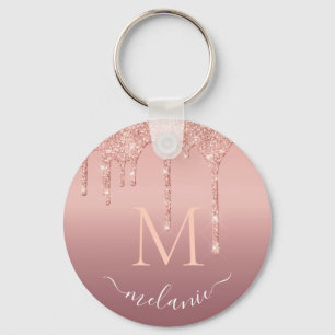 Porte-clés Nom du monogramme Rose Parties scintillant de Gol