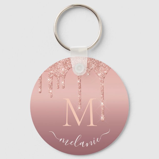 Porte-clés Nom du monogramme Rose Parties scintillant de  Gol (Recto)