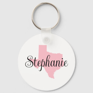 Porte-clés Nom du script curé Pink Texas Family Photo