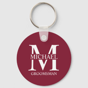 Porte-clés Nom et monogramme du Groomsman personnalisé