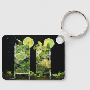 Porte-clés Nom et texte personnalisés Mojito Cocktails