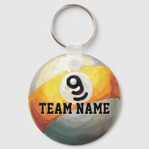 Porte-clés Nom fait sur commande d'équipe de 9 boules