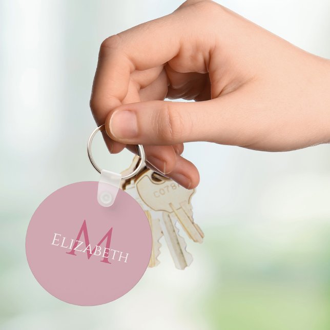 Porte-clés Nom Initial Rose Monogramme Personnalisé Pour Elle (Créateur téléchargé)