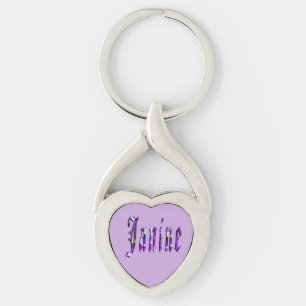 Porte-clés Nom Janine Floral Violet