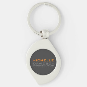 Porte-clés Nom minimaliste du texte gris orange moderne