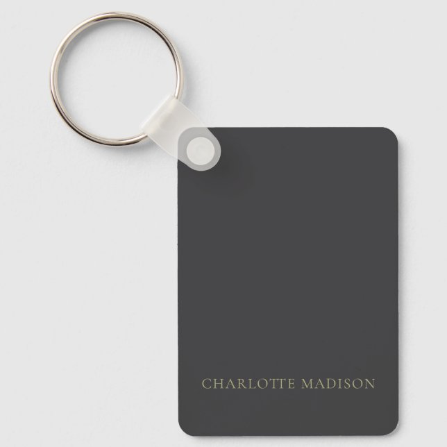 Porte-clés Nom minimaliste tendance noir élégant simple moder (Recto)