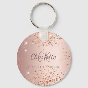 Porte-clés Nom monogramme de parties scintillant en or rose