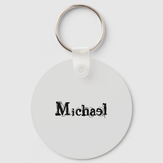 Porte-clés Nom monogramme moderne minimaliste noir gris (Recto)