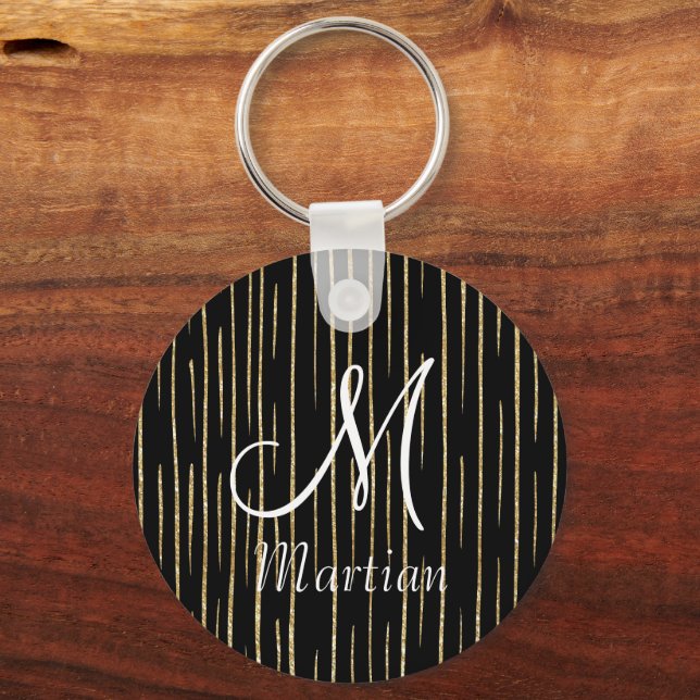Porte-clés Nom monographique personnalisé parties scintillant (Recto)