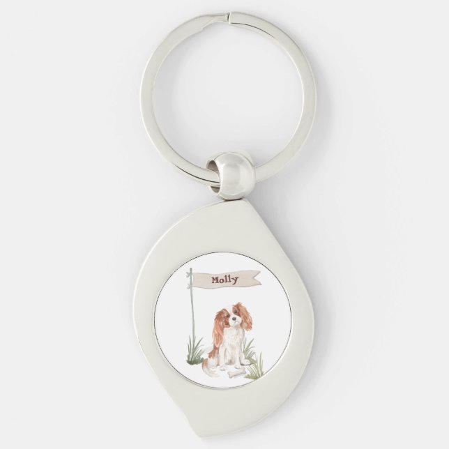 Porte-clés Nom personnalisable Cavalier King Charles Spaniel (Devant)