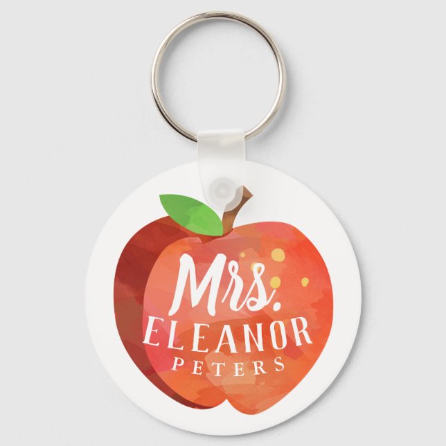 Porte-clés Nom personnalisé Apple de l'enseignant (Recto)