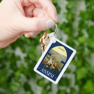 Porte-clés Nom personnalisé Assisi Italie Vintage voyage