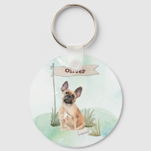 Porte-clés Nom personnalisé Bouledogue français Chien de comp