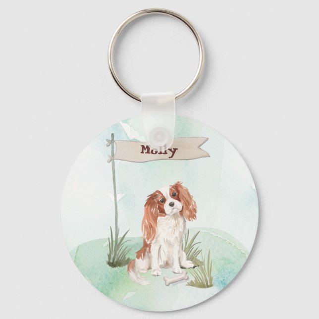 Porte-clés Nom personnalisé Cavalier King Charles Spaniel Pet (Recto)