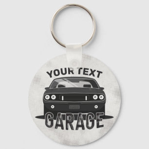 Porte-clés Nom personnalisé Classic Muscle Garage Retro