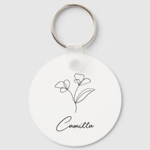 Porte-clés Nom personnalisé de fleur de mois de naissance, No