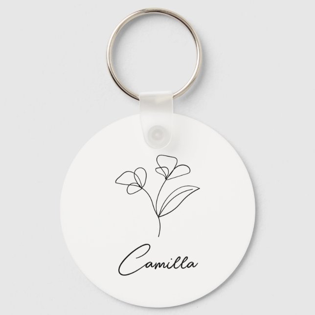 Porte-clés Nom personnalisé de fleur de mois de naissance, No (Recto)