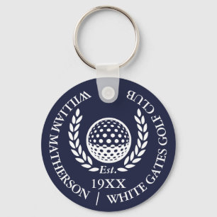 Porte-clés Nom personnalisé de golf classique Navy Blue