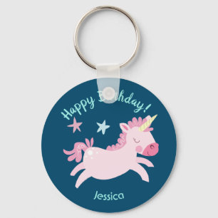 Porte-clés Nom personnalisé de la licorne rose magique