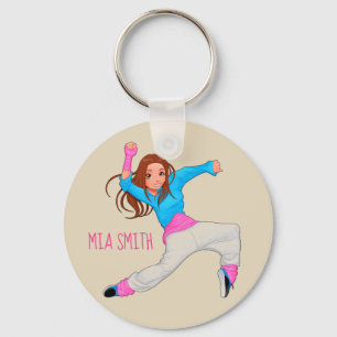 Porte-clés Nom personnalisé de l'hip hop de danseuse mignonne