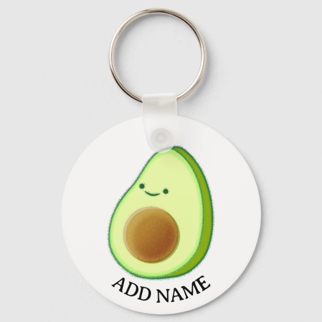 Porte-clés Nom personnalisé du dessin Avocado vert mou (Recto)