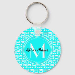 Porte-clés Nom personnalisé du Motif Aqua Owl