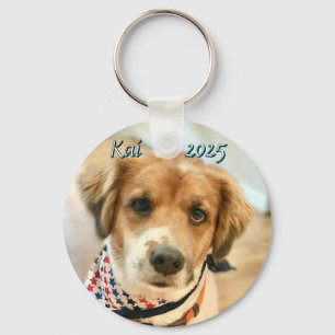 Porte-clés Nom personnalisé et année Porte - clé visage chien