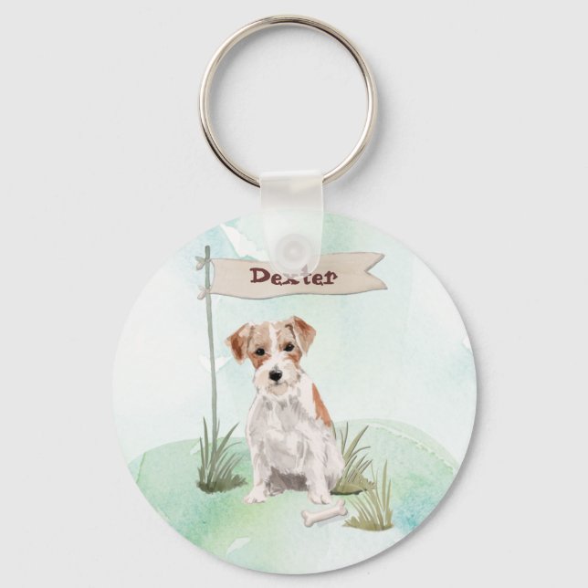 Porte-clés Nom personnalisé Fil Haired Jack Russell Chien de  (Recto)