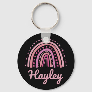 Porte-clés Nom Personnalisé Funny Women Rose Rainbow Hayley