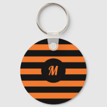 Nom personnalisé initial rayures noires et orange