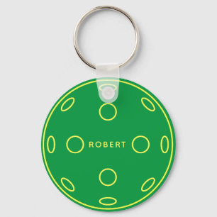 Porte-clés Nom personnalisé Jeton de Pickleball Vert