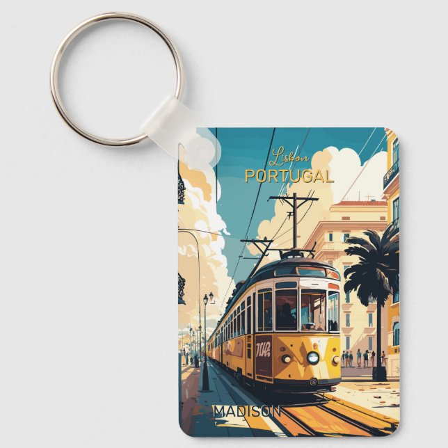 Porte-clés Nom personnalisé Lisbonne Portugal (Recto)