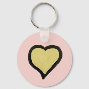 Porte-clés Nom personnalisé Minimal Heart Noir & Rose