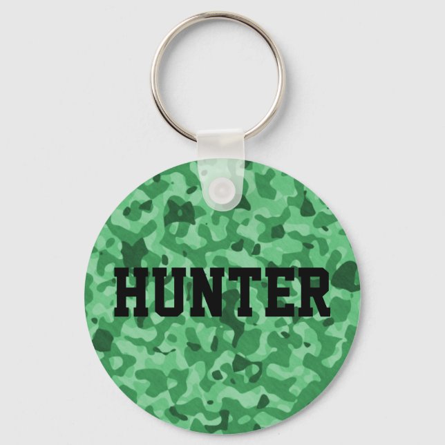 Porte-clés Nom personnalisé Motif de camo militaire vert (Recto)