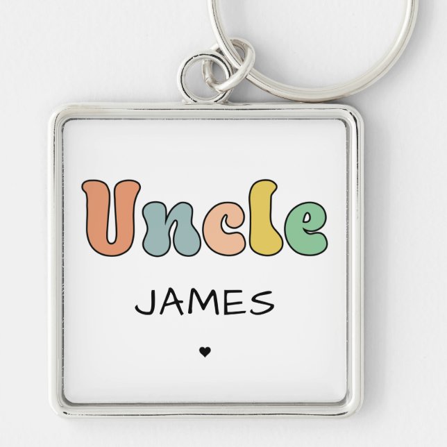 Porte-clés Nom personnalisé Oncle Retro Cadeau | Oncle person (Devant)
