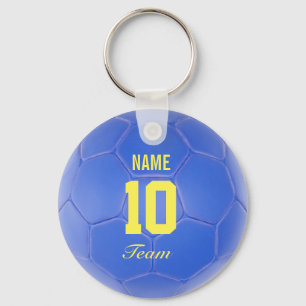 Porte-clés Nom personnalisé par ballon de football jaune ble