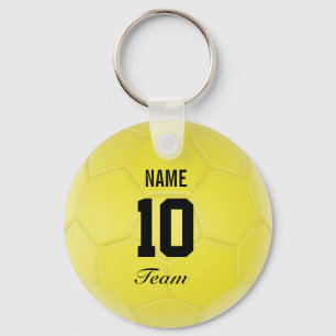 Porte-clés Nom personnalisé par ballon de football noir jaun