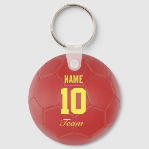 Porte-clés Nom personnalisé par ballon de football rouge