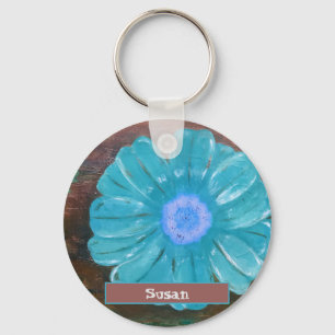Porte-clés Nom personnalisé Peinture acrylique à fleur TURQUO
