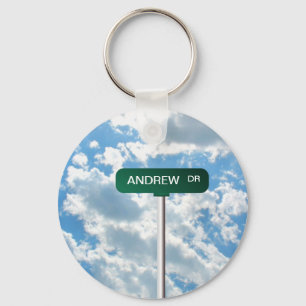 Porte-clés Nom personnalisé Road Street Sign on Blue Sky
