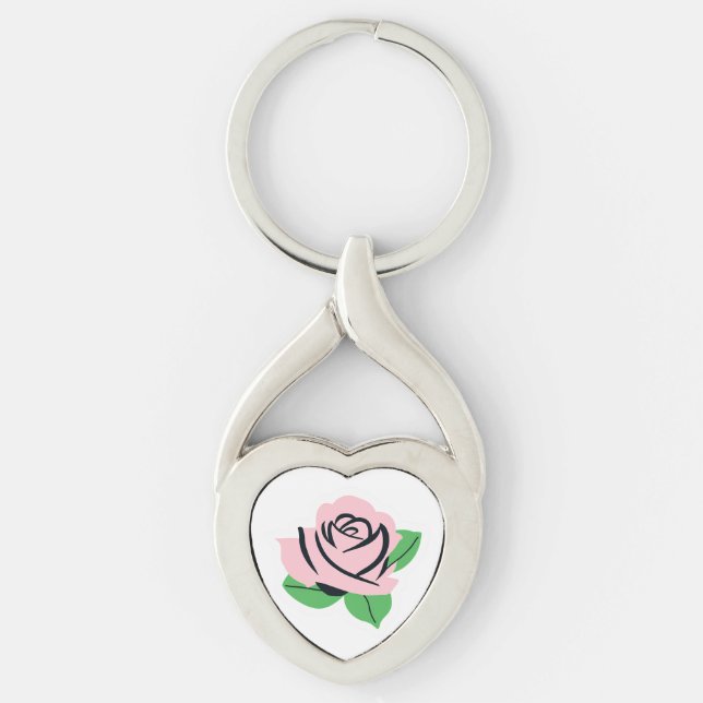 Porte-clés Nom personnalisé rose rose (Devant)