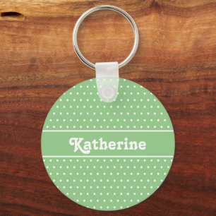 Porte-clés Nom personnalisé simple Point vert clair