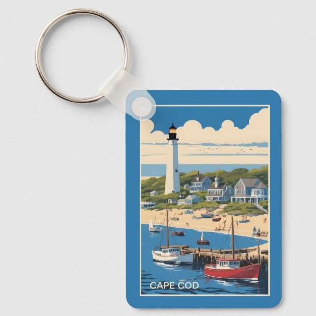 Porte-clés Nom personnalisé / Texte Cape Cod Massachusetts (Recto)