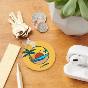 Porte-clés Nom personnalisé Tropical Beach Sunset