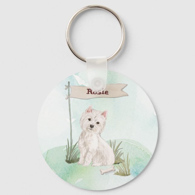 Porte-clés Nom personnalisé Westie chien animal de compagnie (Recto)